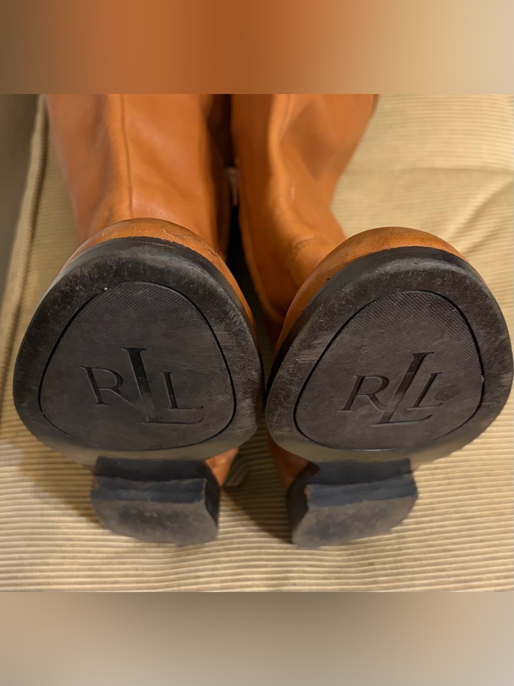 Lauren Ralph Lauren Jenessa Women's Leather Riding Boots, Deep Saddle Tan - Sz 9 - Picture 13 of 16